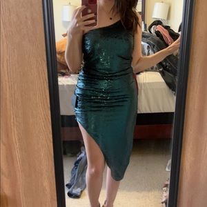 Emerald green sequin cocktail dress